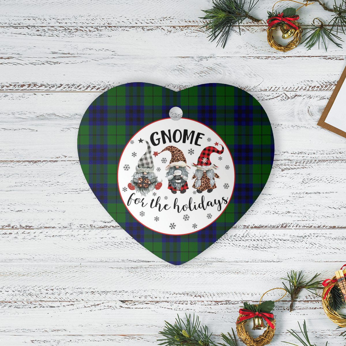 Clan Keith Modern Tartan Tartan Crest Gnome Heart Ceramic Ornament SQ32 Keith Modern Tartan Tartan Christmas   