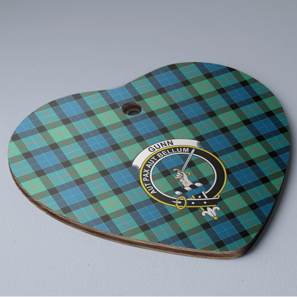 Clan Gunn Ancient Tartan Crest Heart Ceramic Ornament BD65 Gunn Ancient Tartan Tartan Christmas   