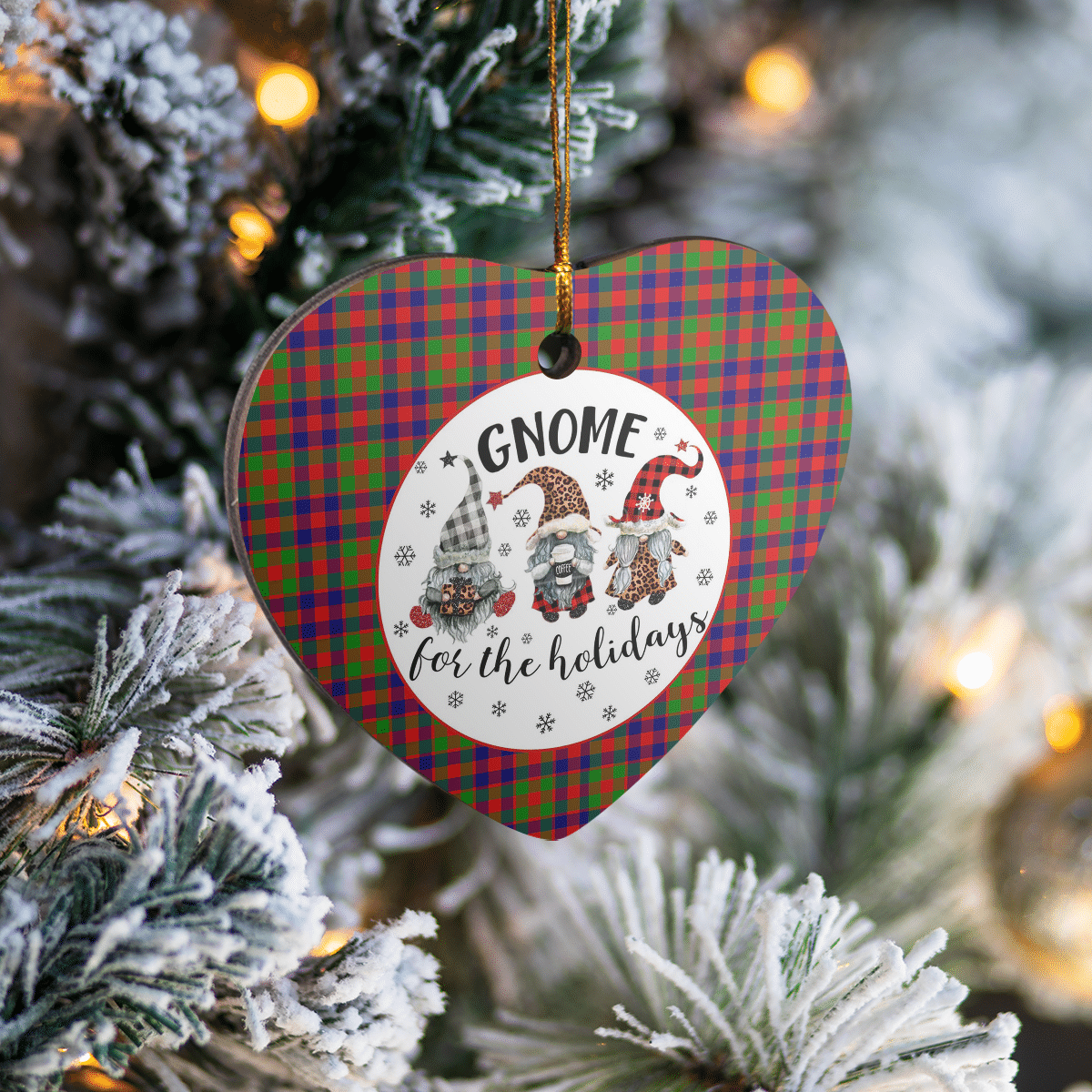 Clan Gow (or McGouan) Tartan Tartan Crest Gnome Heart Ceramic Ornament OU28 Gow (or McGouan) Tartan Tartan Christmas   