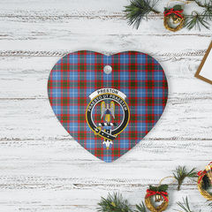 Clan Preston (Edinburgh) Tartan Crest Heart Ceramic Ornament LO97 Preston (Edinburgh) Tartan Tartan Christmas   