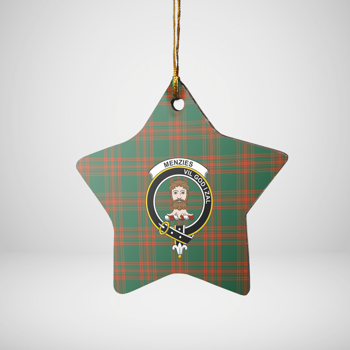 Clan Menzies Green Ancient Tartan Crest Star Ceramic Ornament CA40 Menzies Green Ancient Tartan Tartan Christmas   