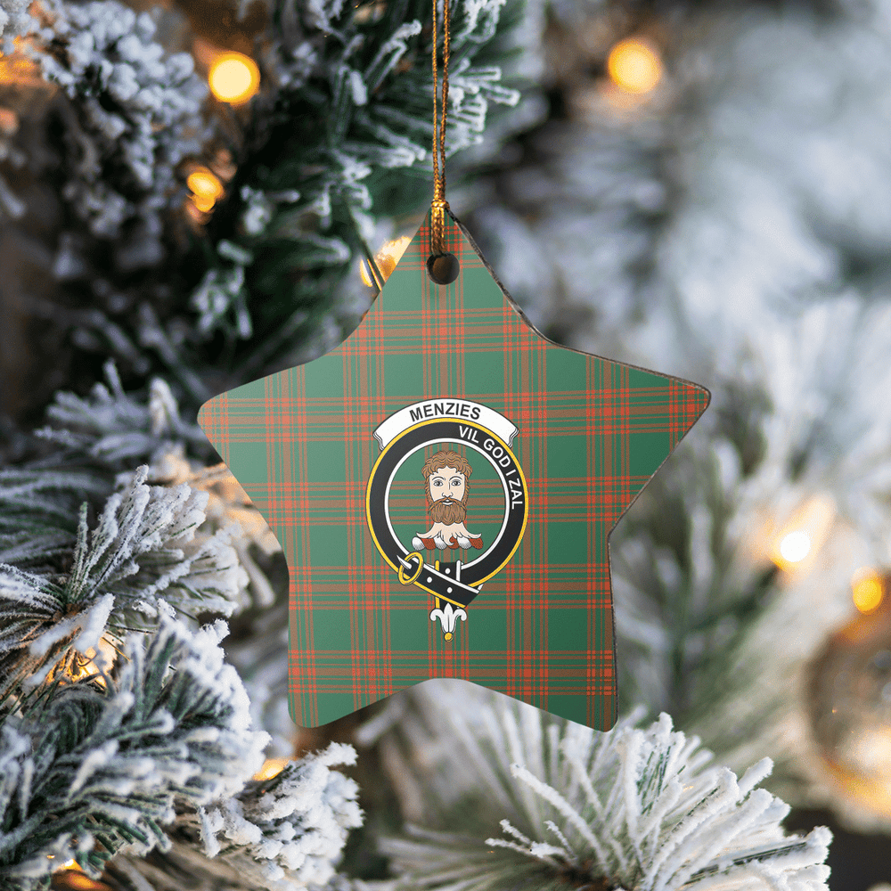 Clan Menzies Green Ancient Tartan Crest Star Ceramic Ornament CA40 Menzies Green Ancient Tartan Tartan Christmas   