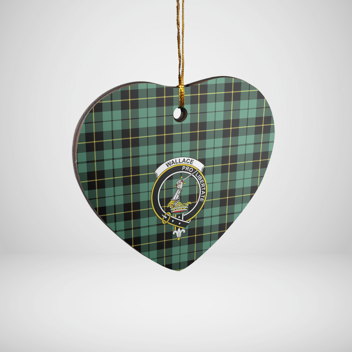 Clan Wallace Hunting Ancient Tartan Crest Heart Ceramic Ornament TU30 Wallace Hunting Ancient Tartan Tartan Christmas   