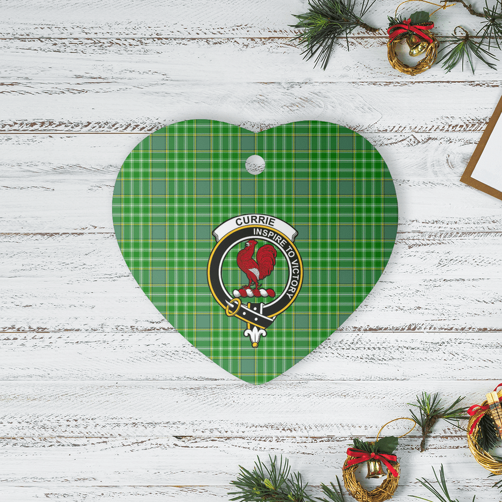 Clan Currie Tartan Crest Heart Ceramic Ornament KP22 Currie Tartan Tartan Christmas   
