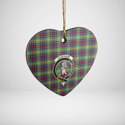 Clan Clephane Tartan Crest Heart Ceramic Ornament CM96