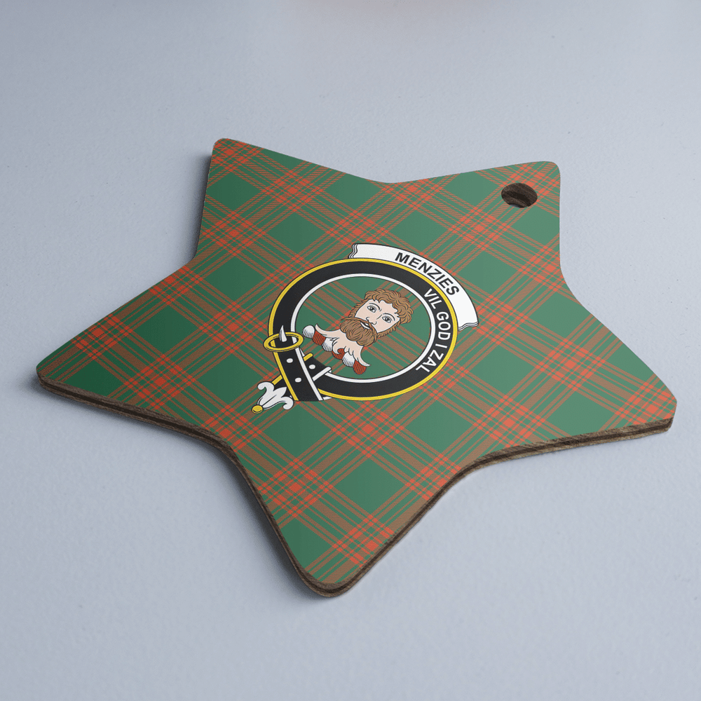 Clan Menzies Green Ancient Tartan Crest Star Ceramic Ornament CA40 Menzies Green Ancient Tartan Tartan Christmas   