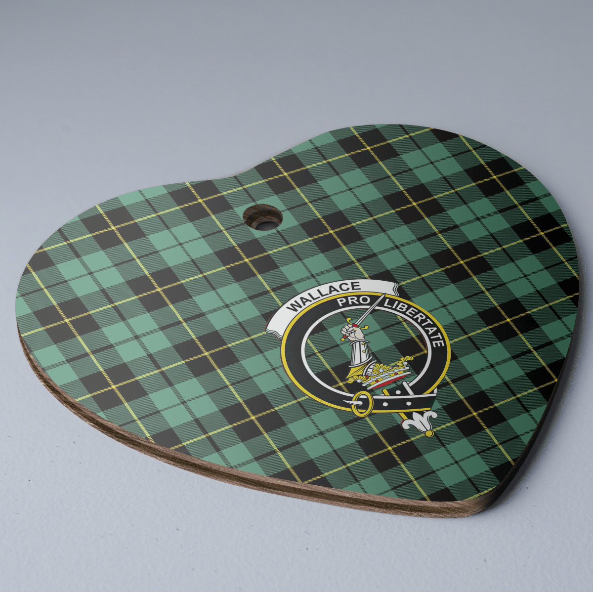 Clan Wallace Hunting Ancient Tartan Crest Heart Ceramic Ornament TU30 Wallace Hunting Ancient Tartan Tartan Christmas   