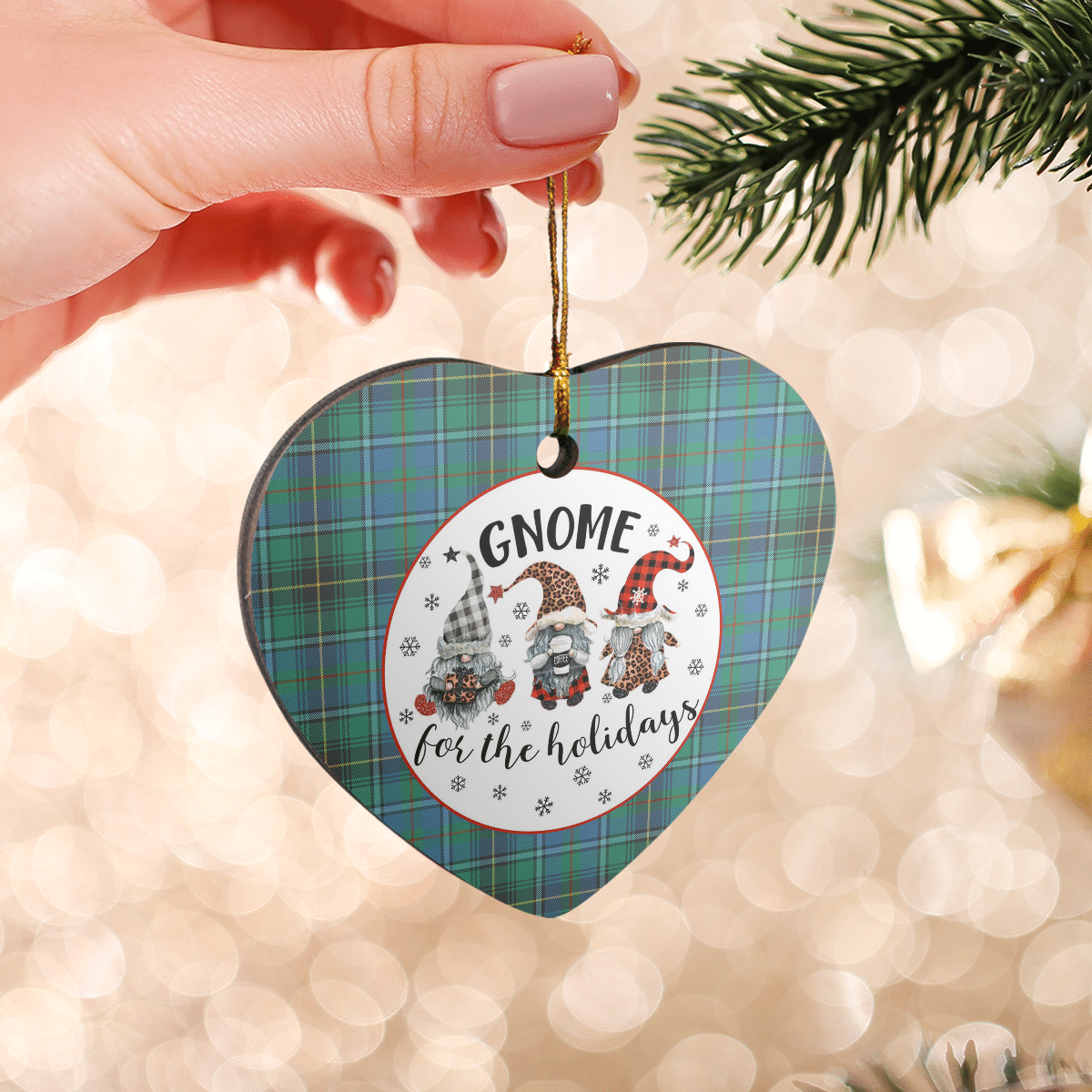 Clan MacInnes Ancient Tartan Tartan Crest Gnome Heart Ceramic Ornament XS48 MacInnes Ancient Tartan Tartan Christmas   