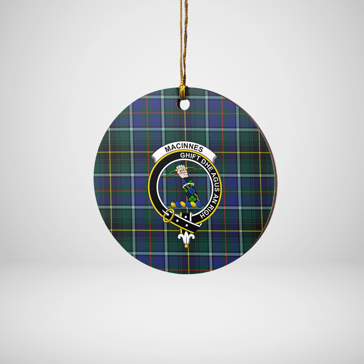 Clan MacInnes Modern Tartan Crest Round Ceramic Ornament JR39 MacInnes Modern Tartan Tartan Christmas   