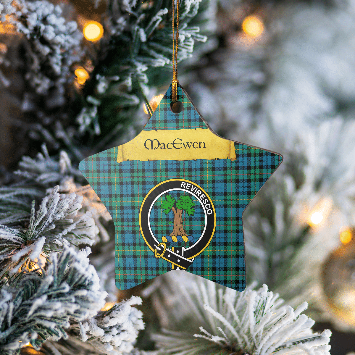 Clan MacEwen Ancient Tartan Crest Star Ceramic Ornament OH64 MacEwen Ancient Tartan Tartan Christmas   