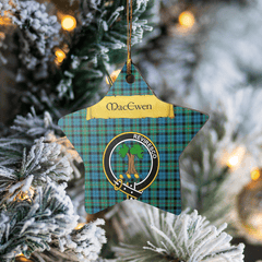 Clan MacEwen Ancient Tartan Crest Star Ceramic Ornament OH64 MacEwen Ancient Tartan Tartan Christmas   