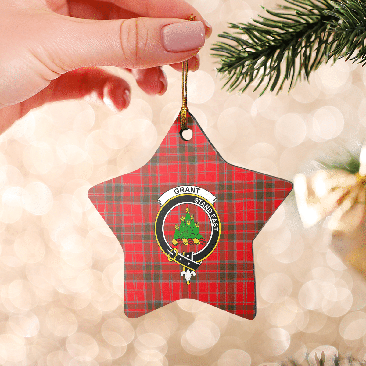 Clan Grant Weathered Tartan Crest Star Ceramic Ornament FG15 Grant Weathered Tartan Tartan Christmas   