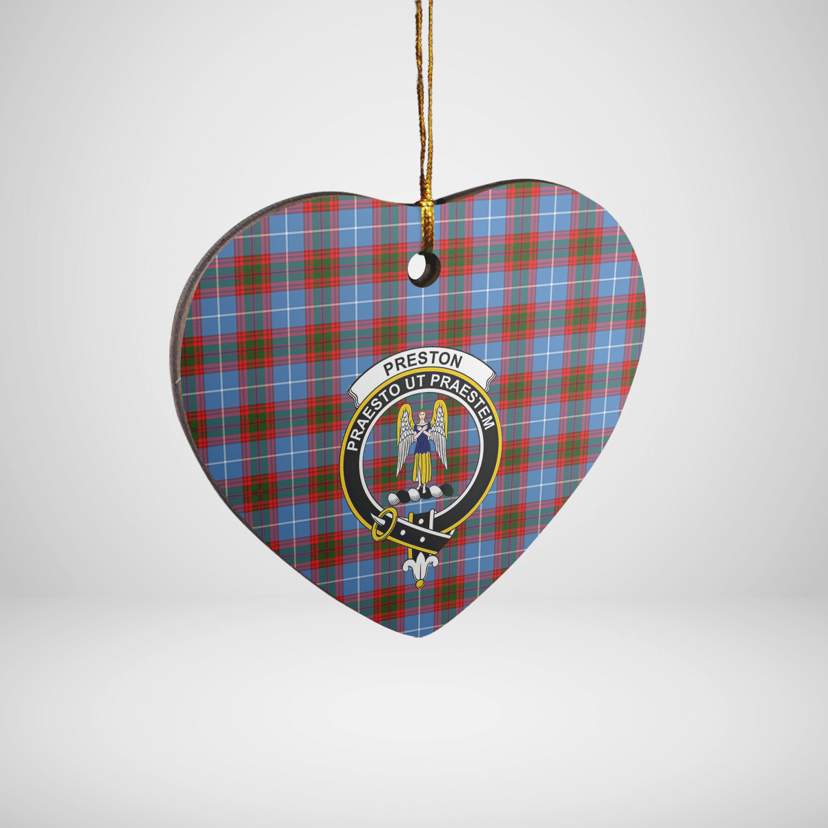 Clan Preston (Edinburgh) Tartan Crest Heart Ceramic Ornament LO97 Preston (Edinburgh) Tartan Tartan Christmas   