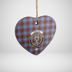Clan Preston (Edinburgh) Tartan Crest Heart Ceramic Ornament LO97 Preston (Edinburgh) Tartan Tartan Christmas   