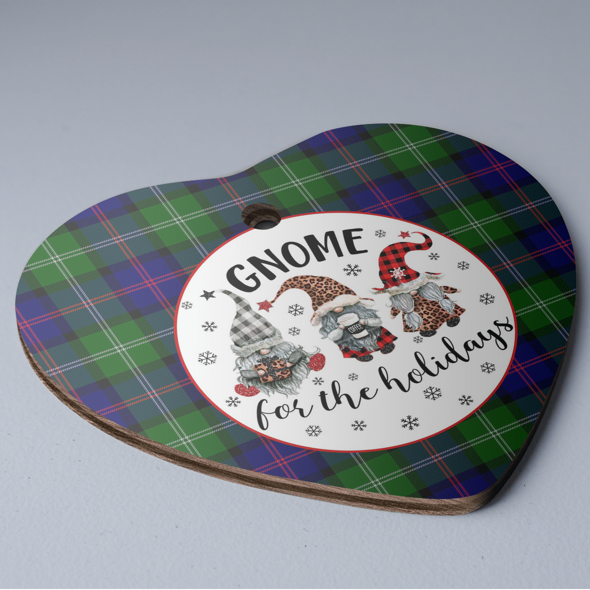 Clan MacThomas Modern Tartan Tartan Crest Gnome Heart Ceramic Ornament GZ61 MacThomas Modern Tartan Tartan Christmas   