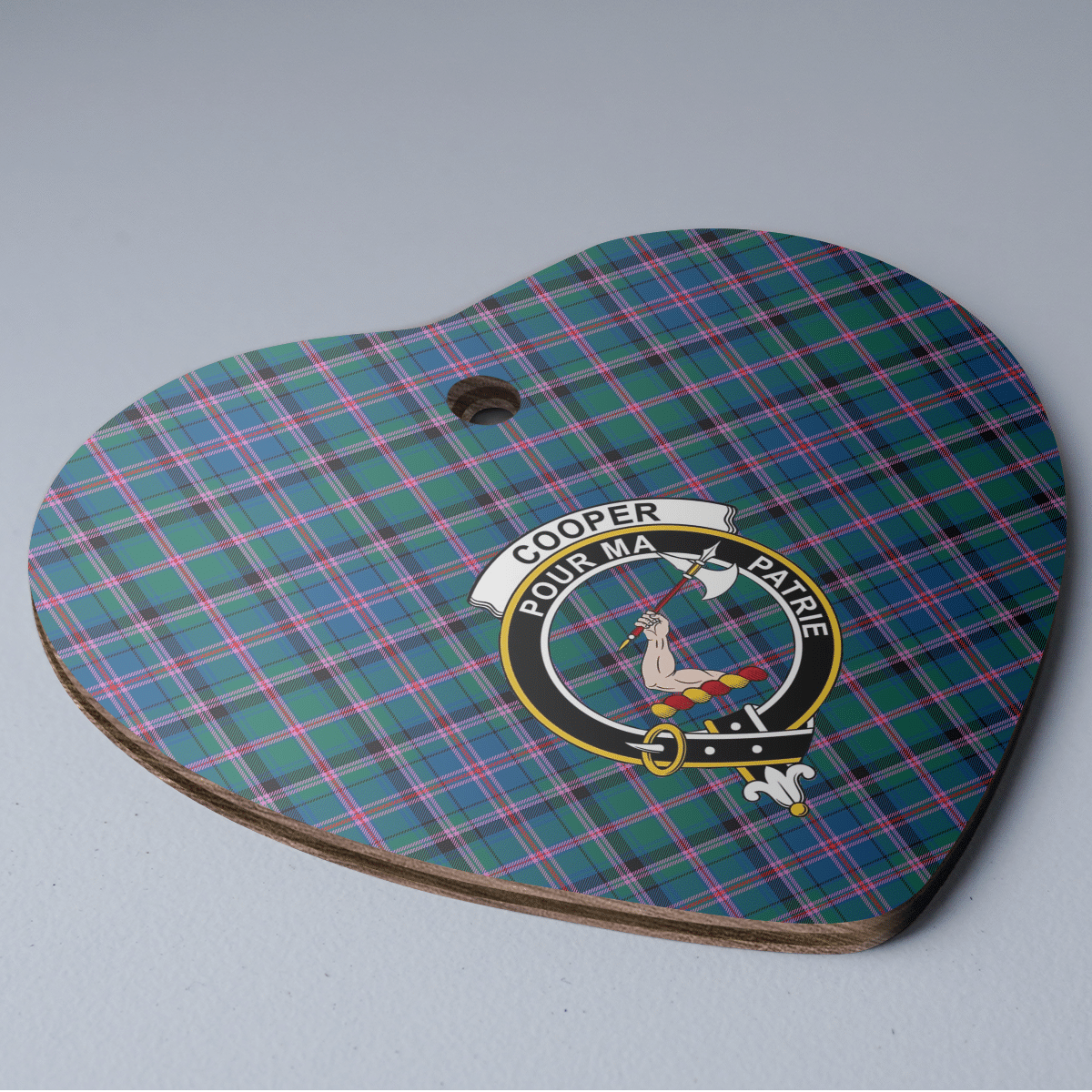 Clan Cooper Ancient Tartan Crest Heart Ceramic Ornament VL73 Cooper Ancient Tartan Tartan Christmas   