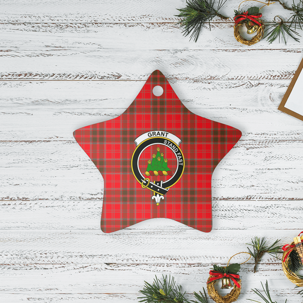 Clan Grant Weathered Tartan Crest Star Ceramic Ornament FG15 Grant Weathered Tartan Tartan Christmas   