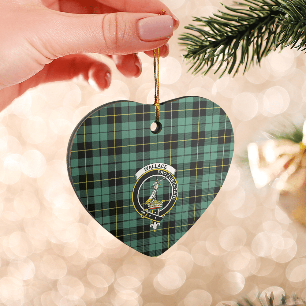 Clan Wallace Hunting Ancient Tartan Crest Heart Ceramic Ornament TU30 Wallace Hunting Ancient Tartan Tartan Christmas   