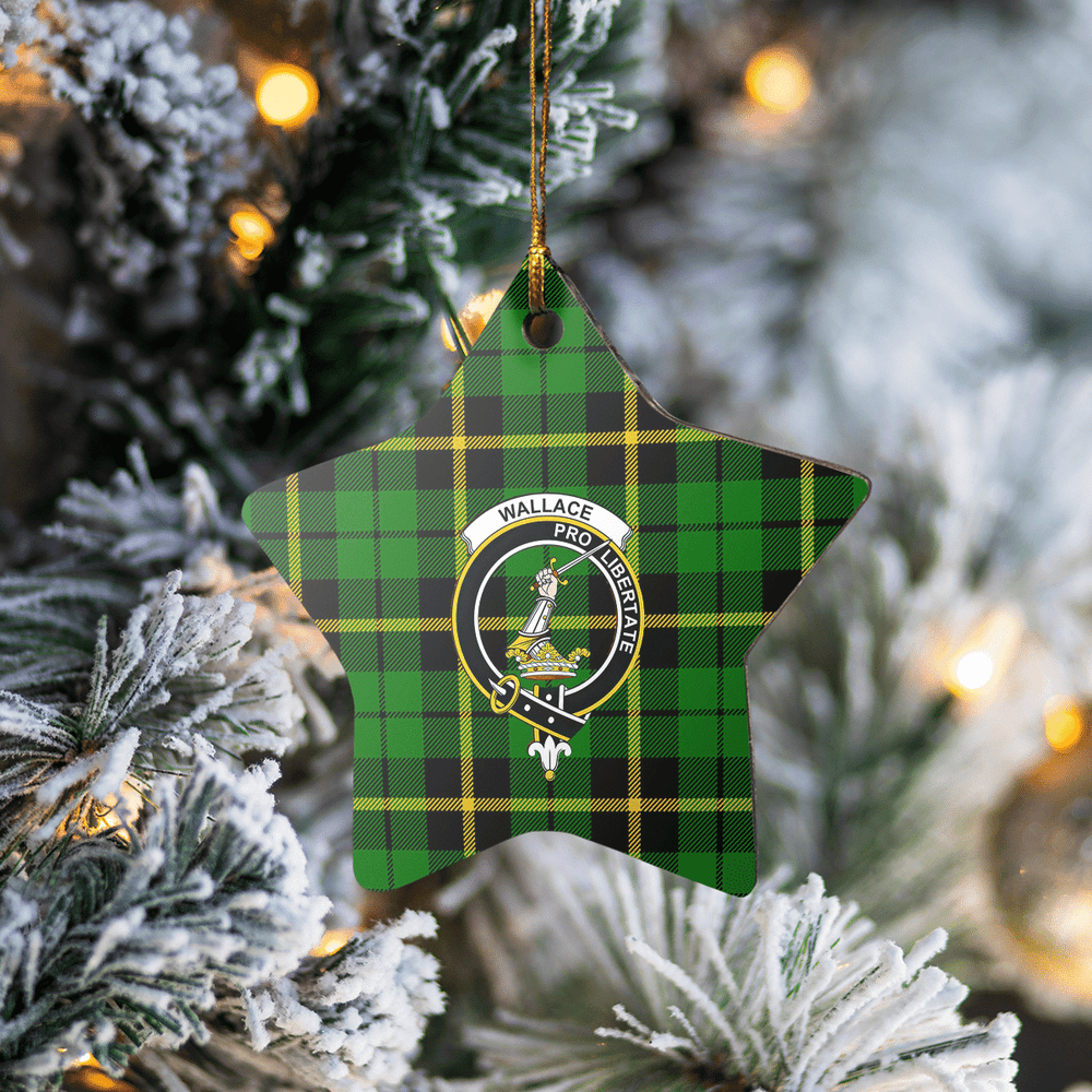 Clan Wallace Hunting Green Tartan Crest Star Ceramic Ornament BW32 Wallace Hunting Green Tartan Tartan Christmas   