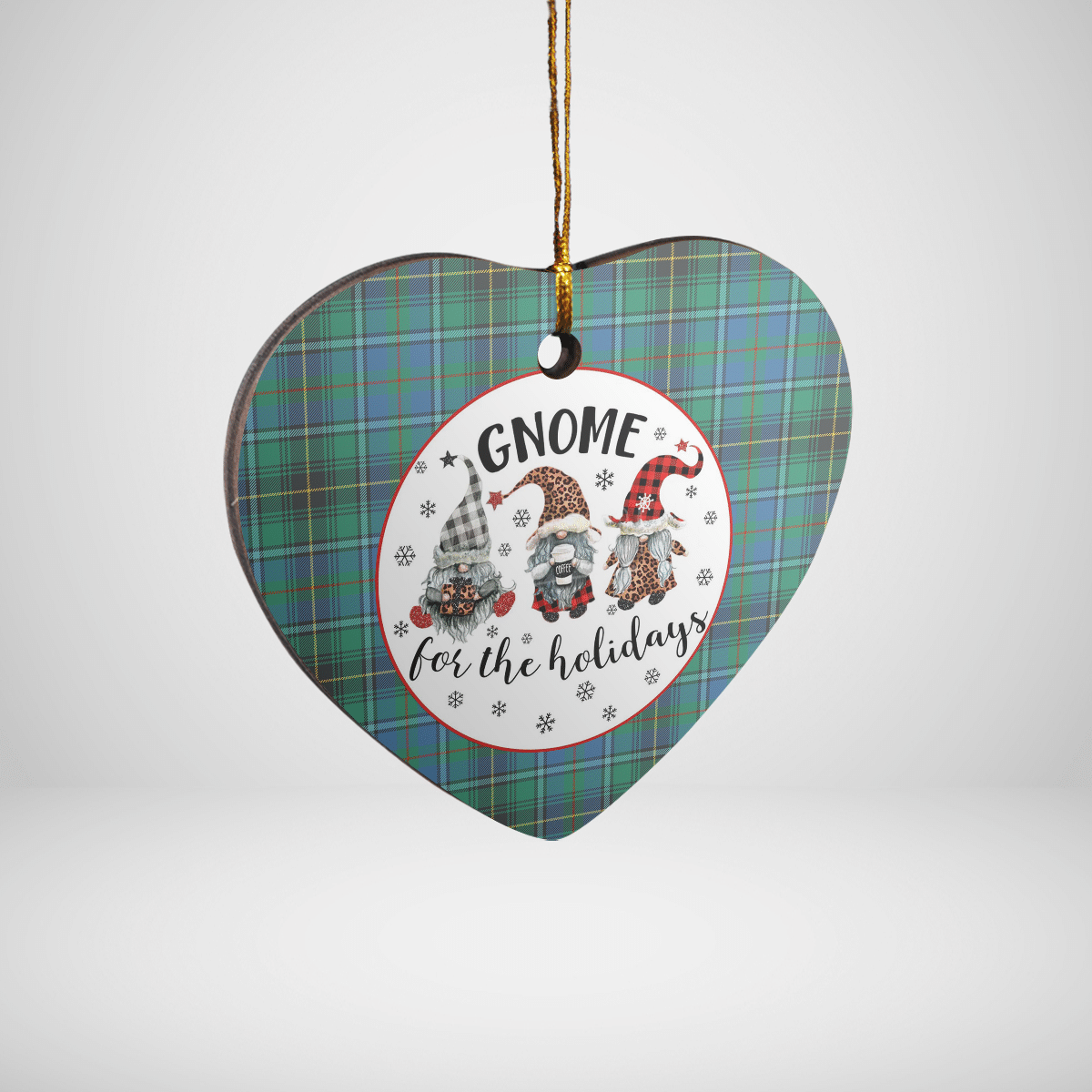 Clan MacInnes Ancient Tartan Tartan Crest Gnome Heart Ceramic Ornament XS48 MacInnes Ancient Tartan Tartan Christmas   