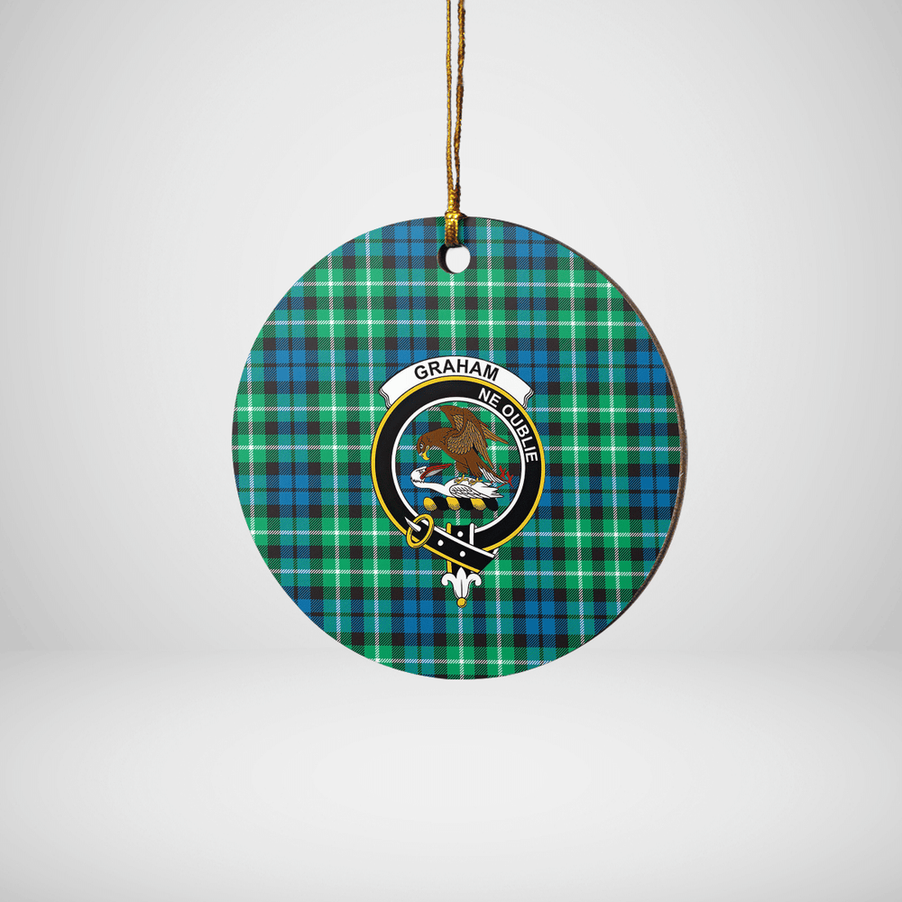 Clan Graham of Montrose Ancient Tartan Crest Round Ceramic Ornament US84 Graham of Montrose Ancient Tartan Tartan Christmas   
