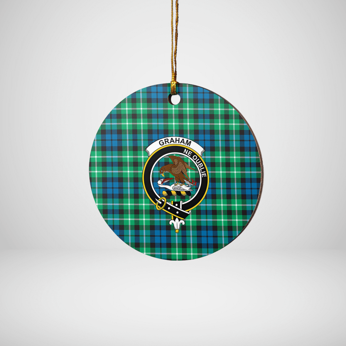 Clan Graham of Montrose Ancient Tartan Crest Round Ceramic Ornament US84 Graham of Montrose Ancient Tartan Tartan Christmas   