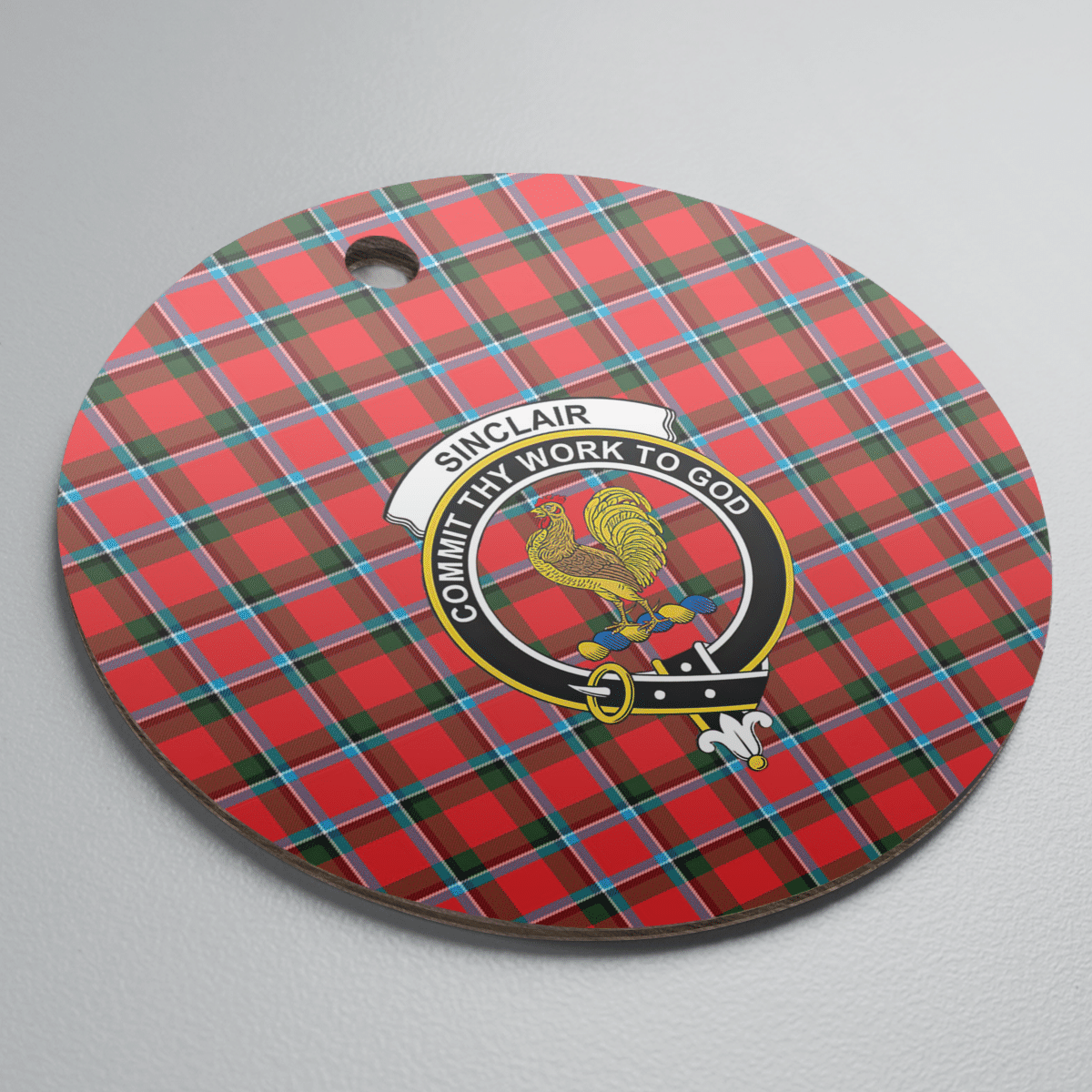 Clan Sinclair Modern Tartan Crest Round Ceramic Ornament TK72 Sinclair Modern Tartan Tartan Christmas   