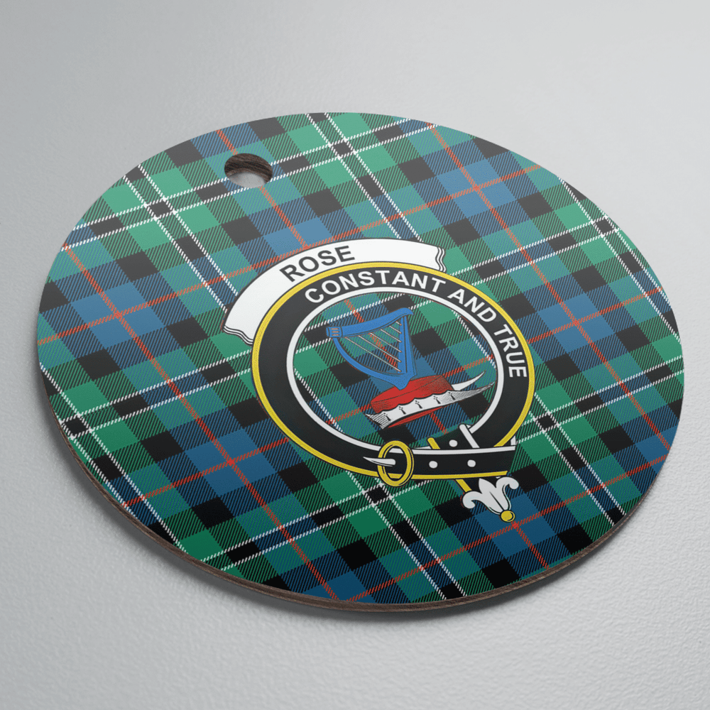 Clan Rose Hunting Ancient Tartan Crest Round Ceramic Ornament QL22 Rose Hunting Ancient Tartan Tartan Christmas   