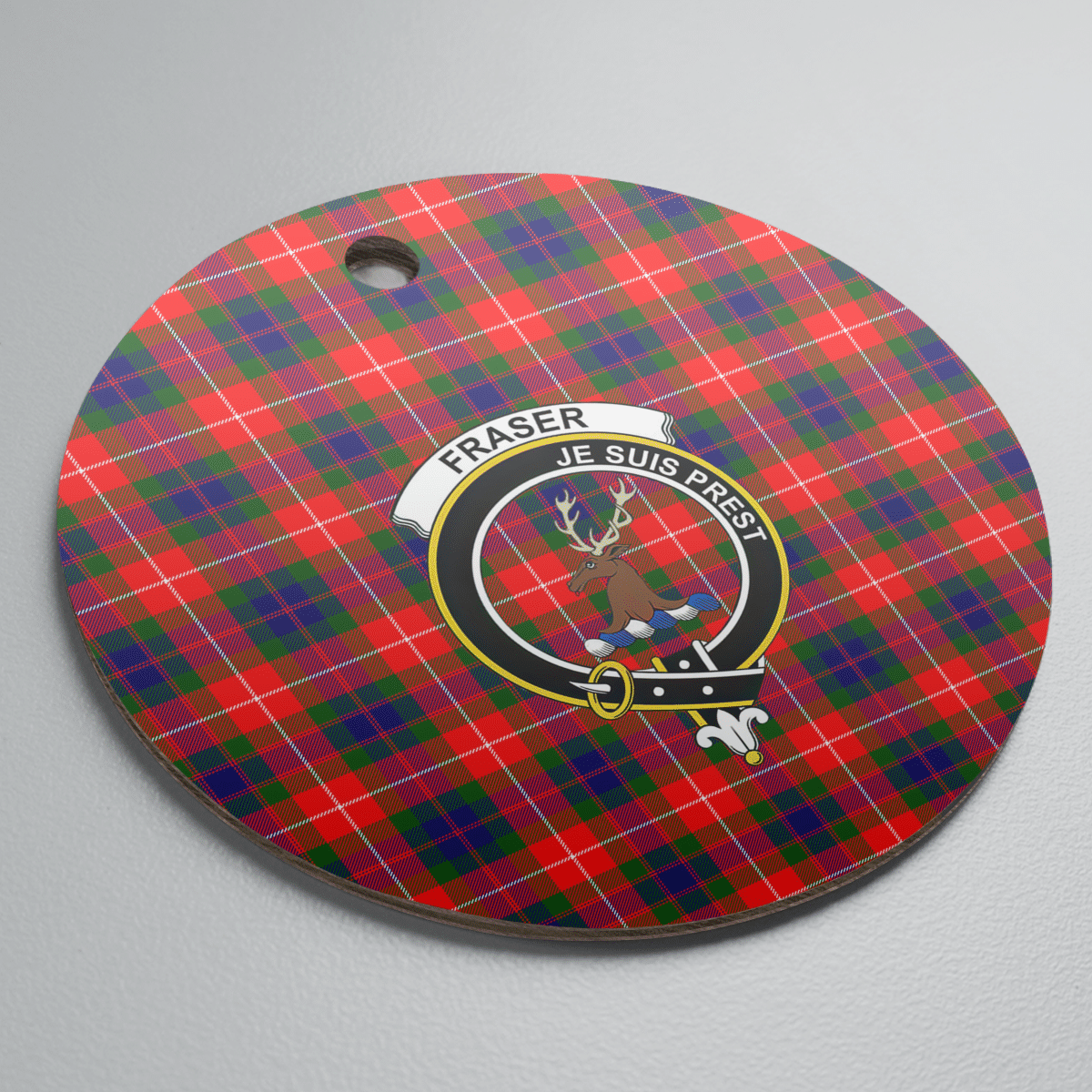 Clan Fraser Lovat Modern Tartan Crest Round Ceramic Ornament NO19 Fraser Lovat Modern Tartan Tartan Christmas   