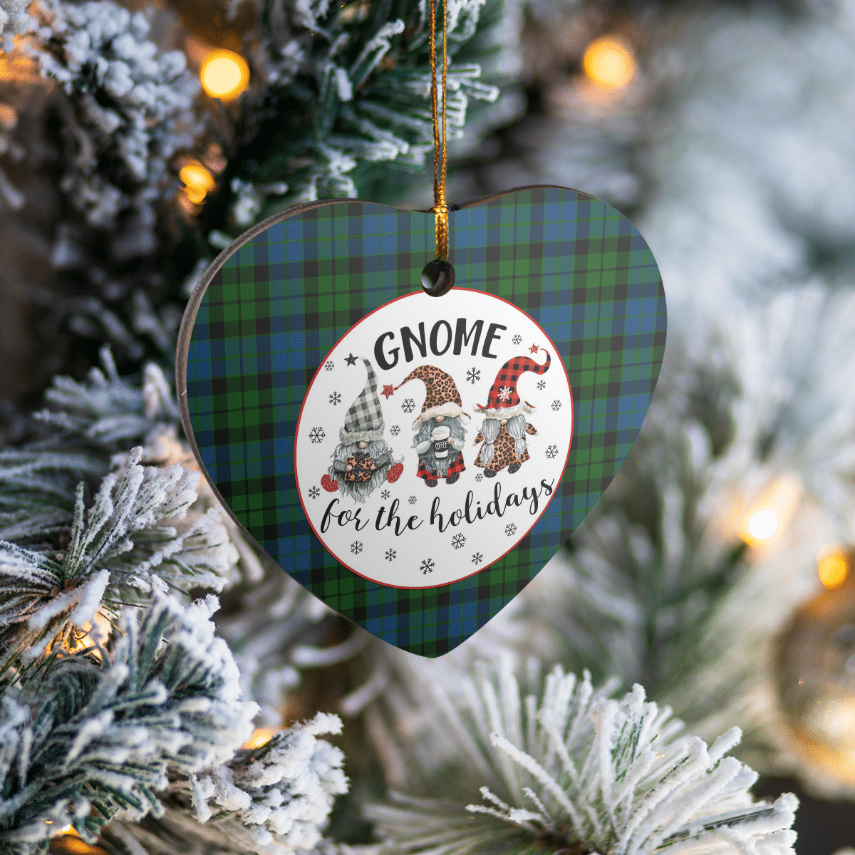 Clan MacKay Modern Tartan Tartan Crest Gnome Heart Ceramic Ornament FR85 MacKay Modern Tartan Tartan Christmas   