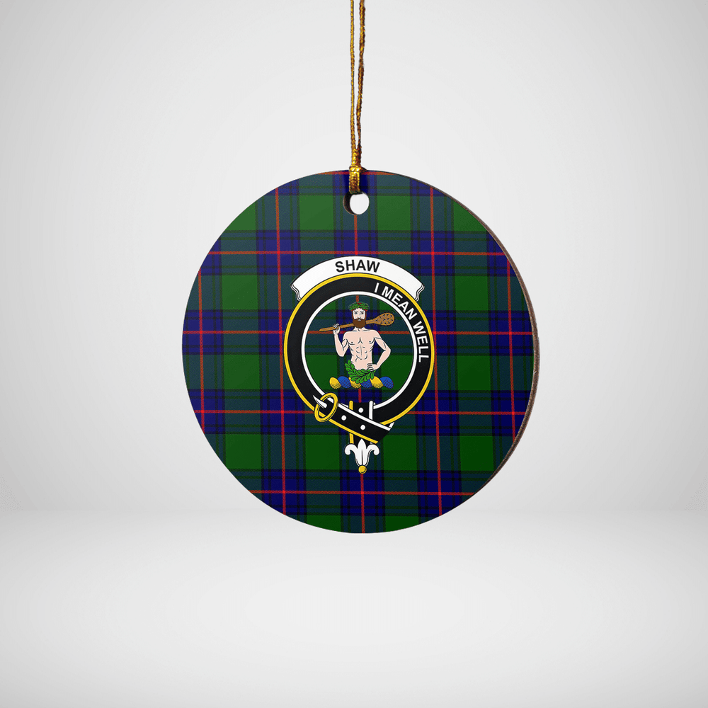 Clan Shaw Modern Tartan Crest Round Ceramic Ornament FE86 Shaw Modern Tartan Tartan Christmas   