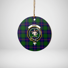 Clan Shaw Modern Tartan Crest Round Ceramic Ornament FE86 Shaw Modern Tartan Tartan Christmas   