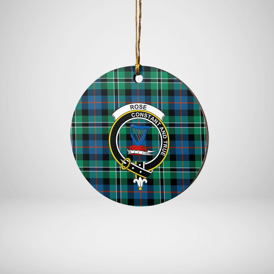 Clan Rose Hunting Ancient Tartan Crest Round Ceramic Ornament QL22 Rose Hunting Ancient Tartan Tartan Christmas   