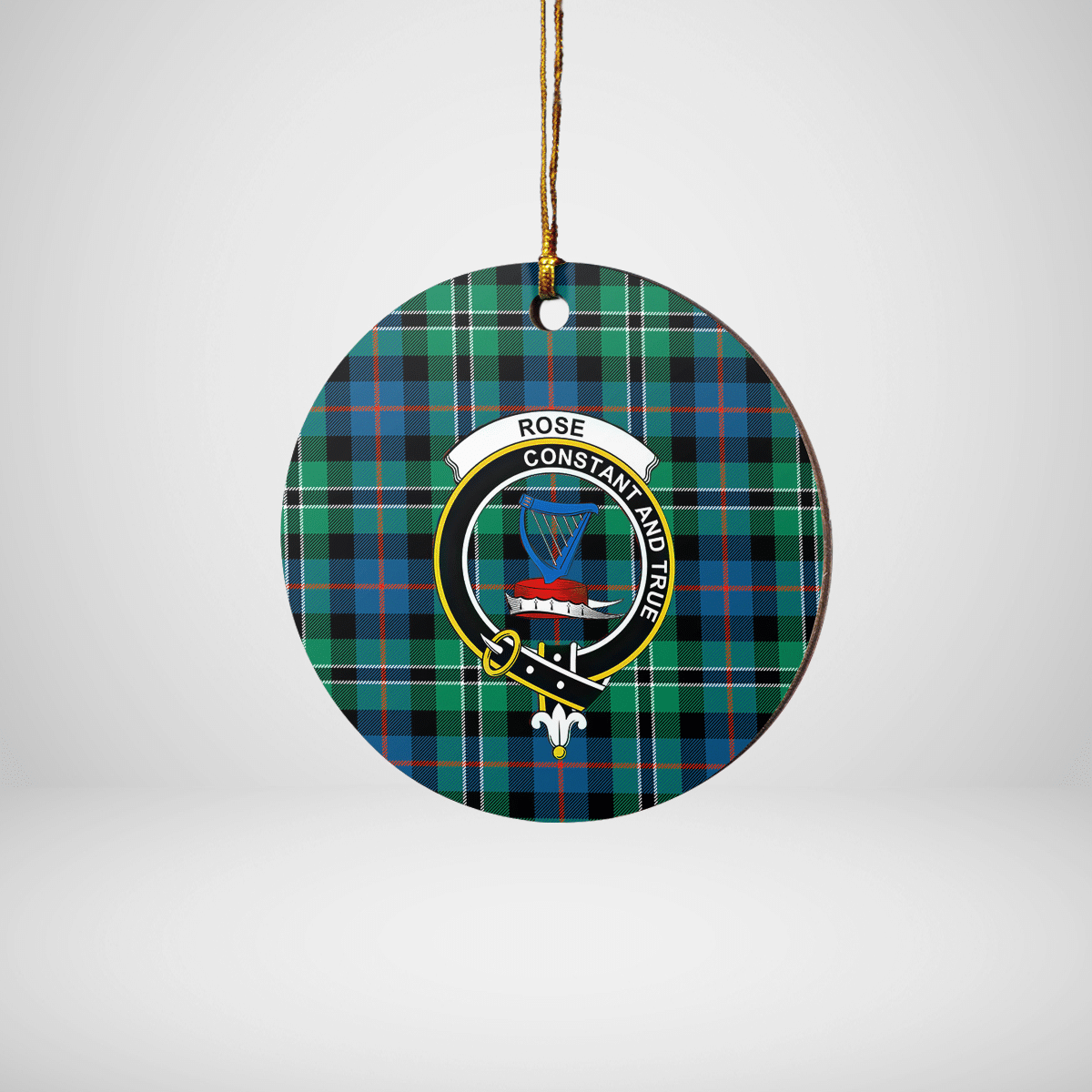 Clan Rose Hunting Ancient Tartan Crest Round Ceramic Ornament QL22 Rose Hunting Ancient Tartan Tartan Christmas   