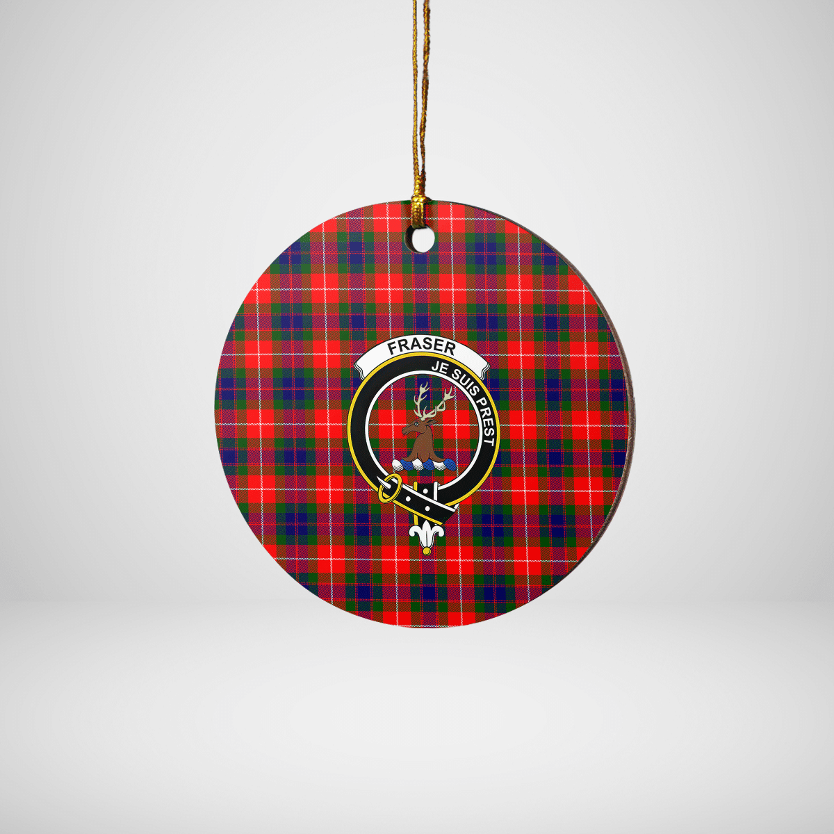 Clan Fraser Lovat Modern Tartan Crest Round Ceramic Ornament NO19 Fraser Lovat Modern Tartan Tartan Christmas   