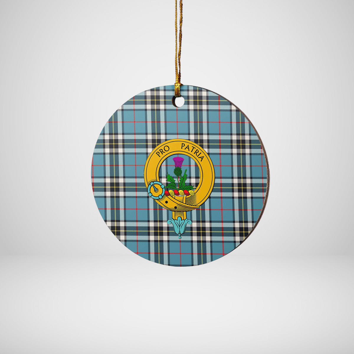 Clan Thomson Tartan Crest Round Ceramic Ornament CX38 Thomson Tartan Tartan Christmas   