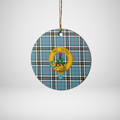 Clan Thomson Tartan Crest Round Ceramic Ornament