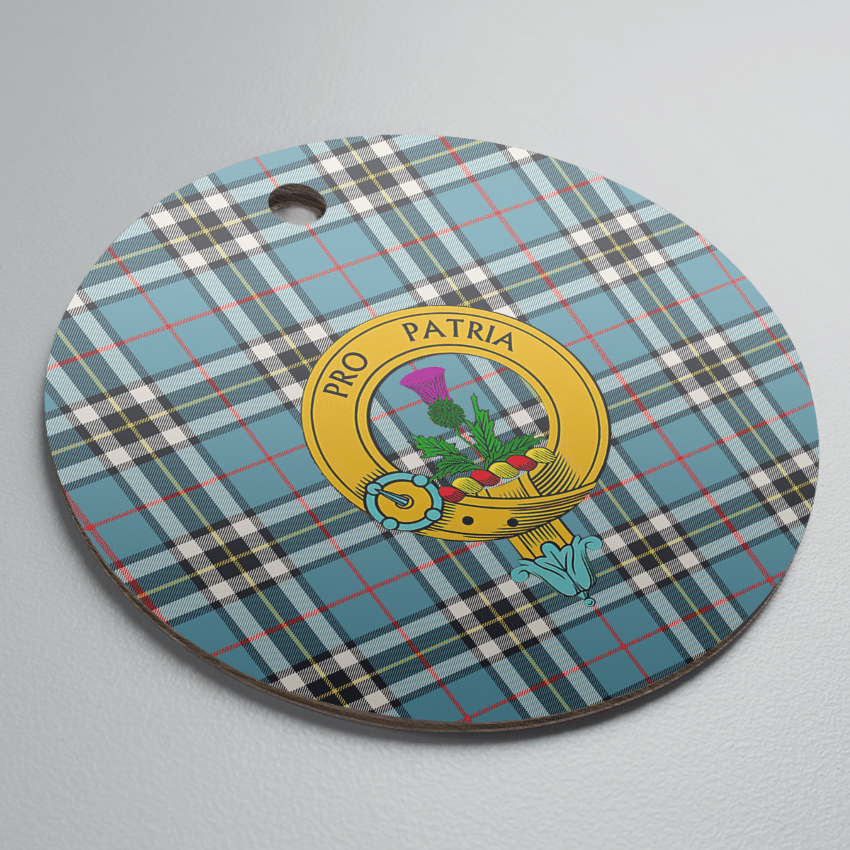 Clan Thomson Tartan Crest Round Ceramic Ornament CX38 Thomson Tartan Tartan Christmas   