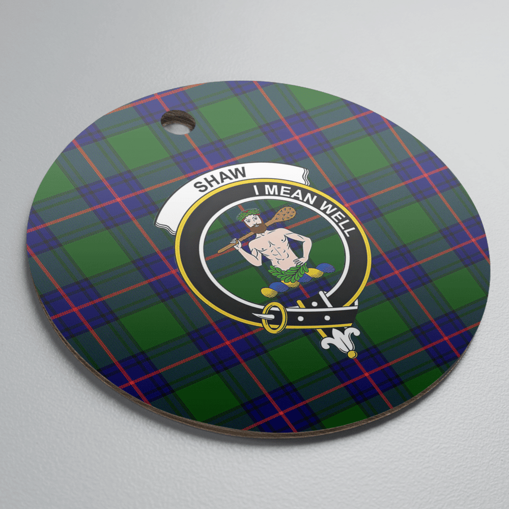 Clan Shaw Modern Tartan Crest Round Ceramic Ornament FE86 Shaw Modern Tartan Tartan Christmas   
