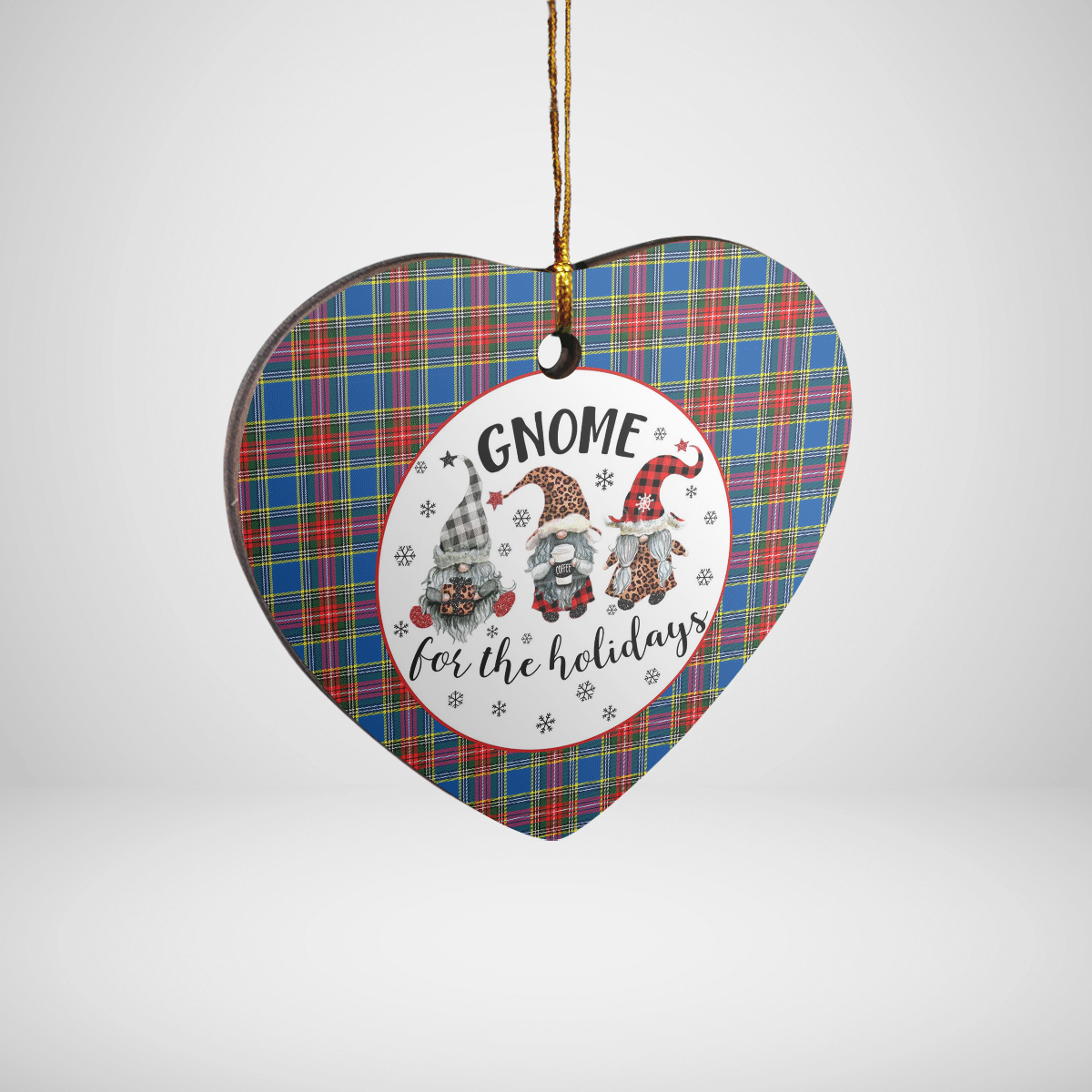 Clan MacBeth Modern Tartan Tartan Crest Gnome Heart Ceramic Ornament HU13 MacBeth Modern Tartan Tartan Christmas   
