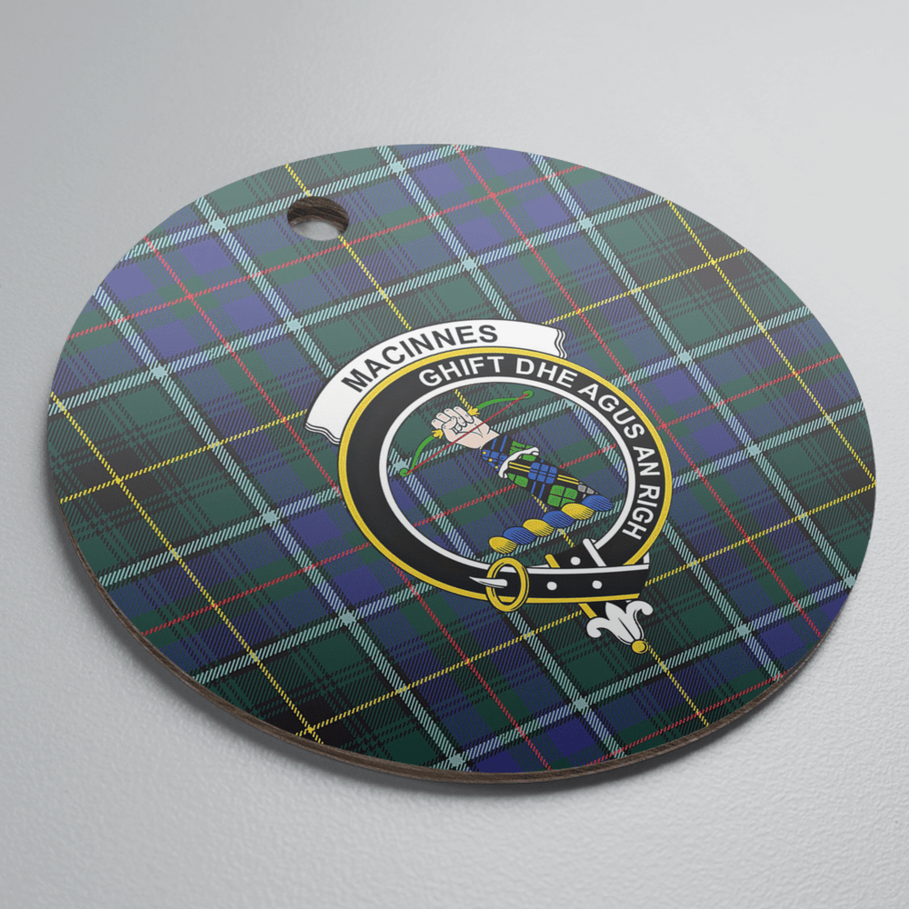 Clan MacInnes Modern Tartan Crest Round Ceramic Ornament JR39 MacInnes Modern Tartan Tartan Christmas   
