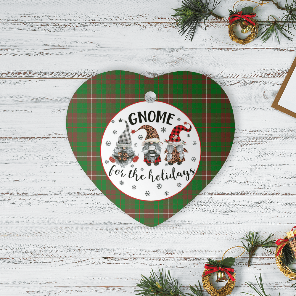 Clan MacKinnon Hunting Modern Tartan Tartan Crest Gnome Heart Ceramic Ornament FW55 MacKinnon Hunting Modern Tartan Tartan Christmas   