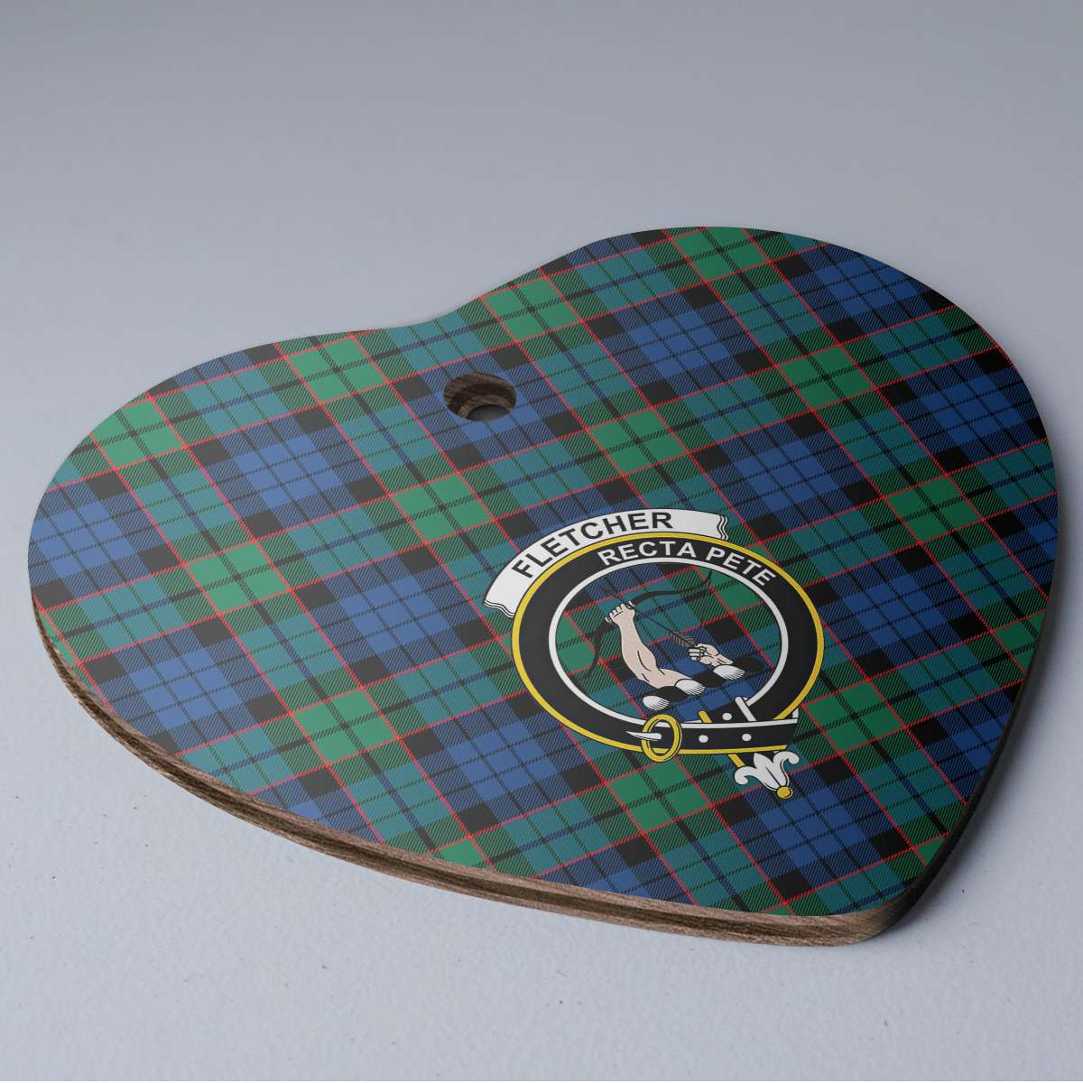 Clan Fletcher Ancient Tartan Crest Heart Ceramic Ornament UL62 Fletcher Ancient Tartan Tartan Christmas   