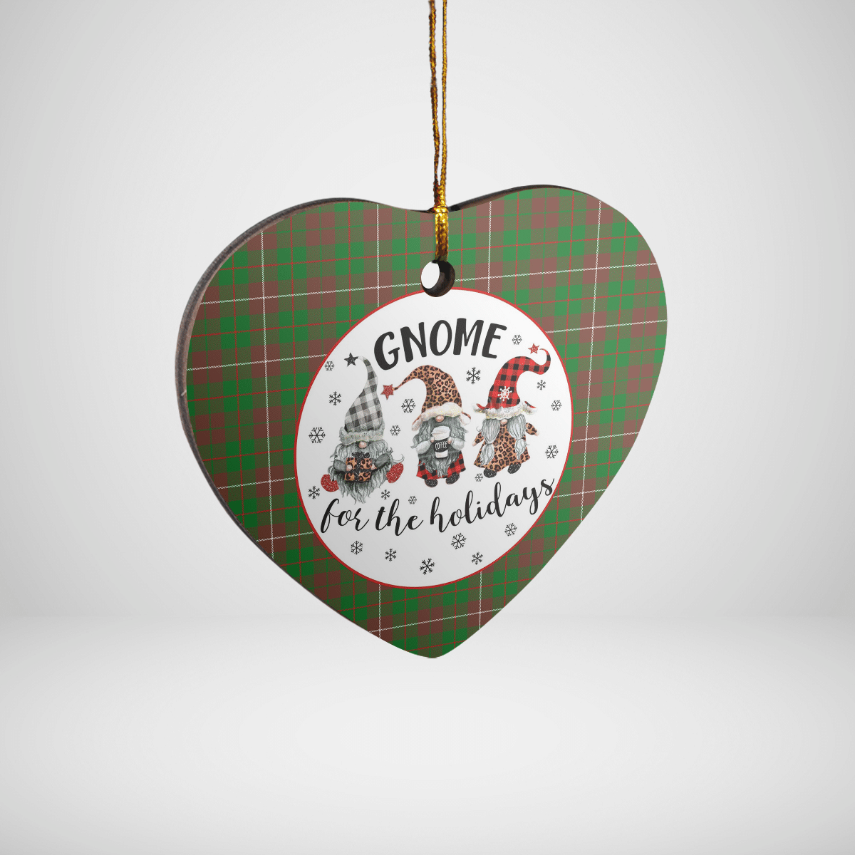 Clan MacKinnon Hunting Modern Tartan Tartan Crest Gnome Heart Ceramic Ornament FW55 MacKinnon Hunting Modern Tartan Tartan Christmas   