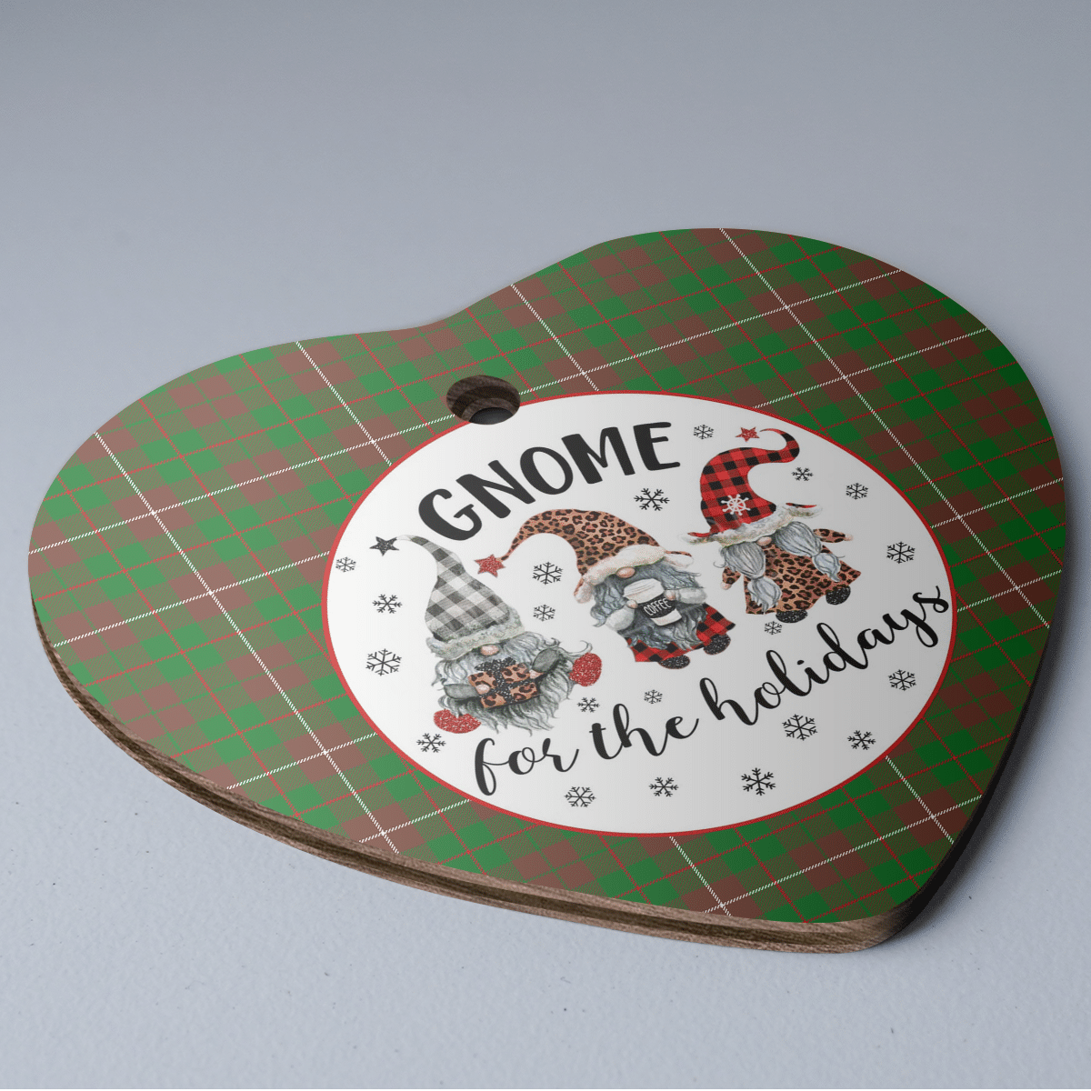 Clan MacKinnon Hunting Modern Tartan Tartan Crest Gnome Heart Ceramic Ornament FW55 MacKinnon Hunting Modern Tartan Tartan Christmas   