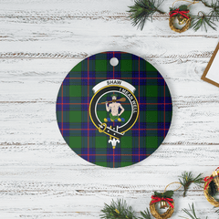 Clan Shaw Modern Tartan Crest Round Ceramic Ornament FE86 Shaw Modern Tartan Tartan Christmas   