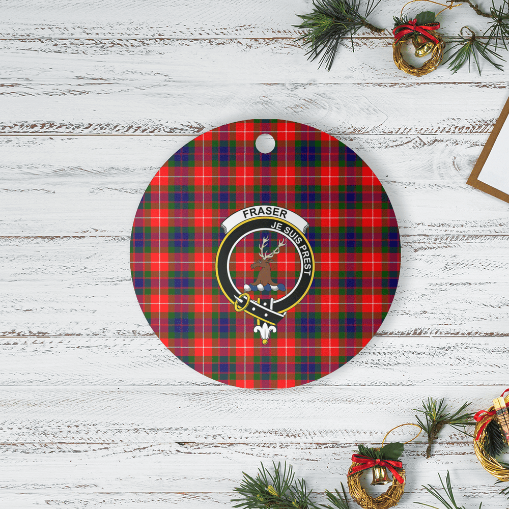 Clan Fraser Lovat Modern Tartan Crest Round Ceramic Ornament NO19 Fraser Lovat Modern Tartan Tartan Christmas   