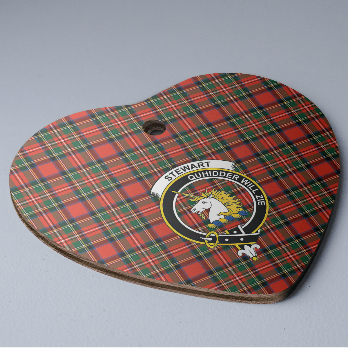 Clan Stewart (of Appin) Tartan Crest Heart Ceramic Ornament PB24 Stewart (of Appin) Tartan Tartan Christmas   