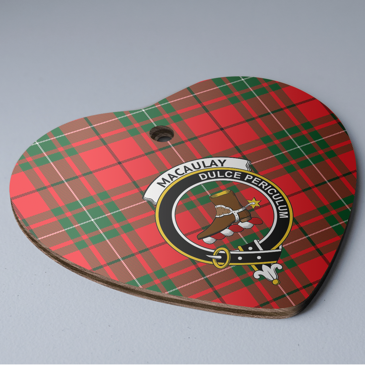 Clan MacAulay Modern Tartan Crest Heart Ceramic Ornament YK34 MacAulay Modern Tartan Tartan Christmas   