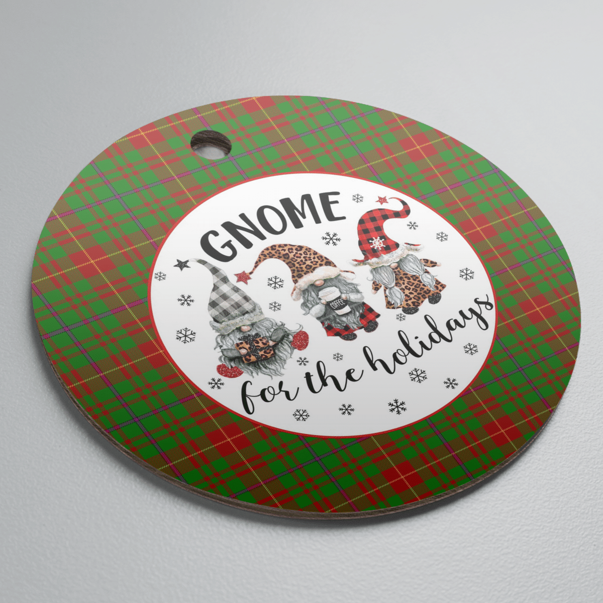 Clan Fulton Tartan Tartan Crest Gnome Round Ceramic Ornament SW21 Fulton Tartan Tartan Christmas   